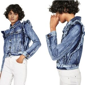 Zara Denim Ruffle Jean Jacket
